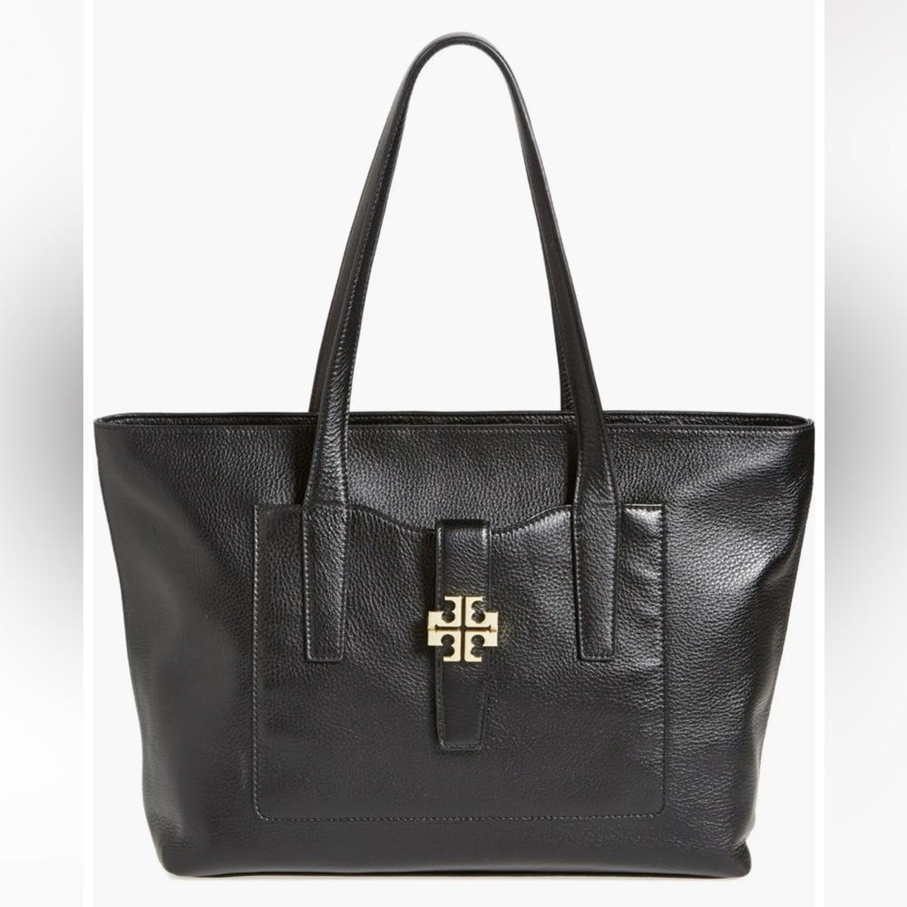 Tory Burch Meyer Plaque Tote in Black